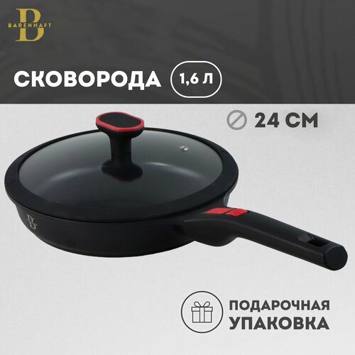 Сковорода 1,6 л с крышкой 24 см, коллекция PASSION. С антипригарным покрытием. В подарочной упаковке. Barenhaft.