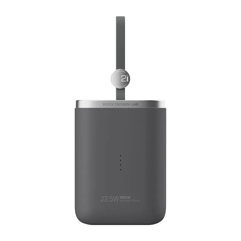 Внешний аккумулятор с быстрой зарядкой и встроенным кабелем 2 в 1 USB-C + LightningROCK PowerSack черный
