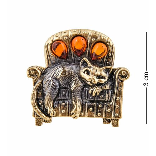 Брошь Народные промыслы янтарь 1 шт бронза 1493₽