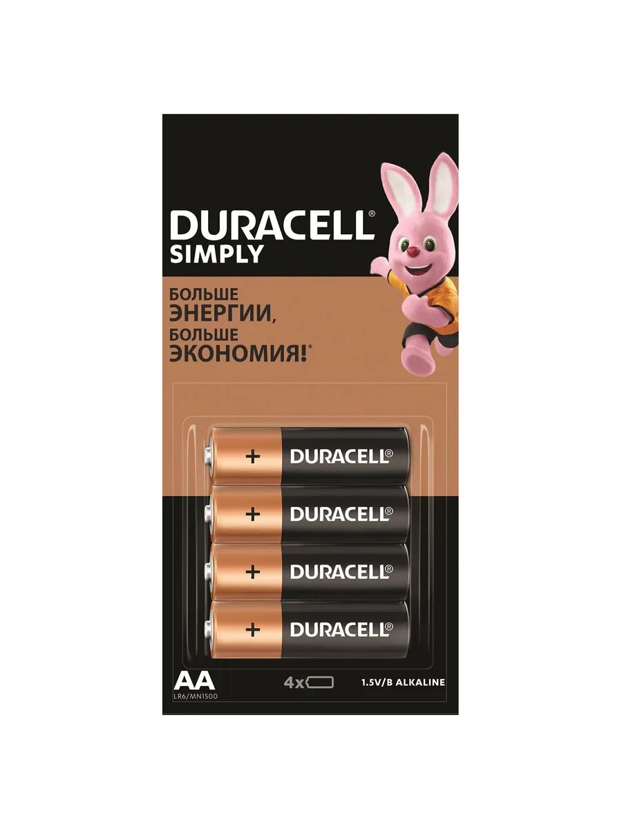 Батарейки 4 шт. Simply, AA (LR6, 15А), алкалиновые