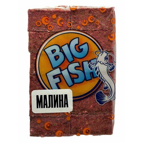 Прикормка натуральная. Жмых кукурузный, макуха Big Fish, аромат - малина, 12 кубиков