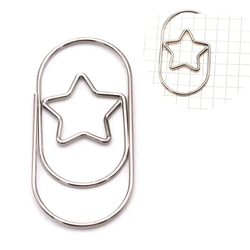 MOONBIFFY Мини-скрепки сердечки золотые 10 шт, Silvery-10PCS