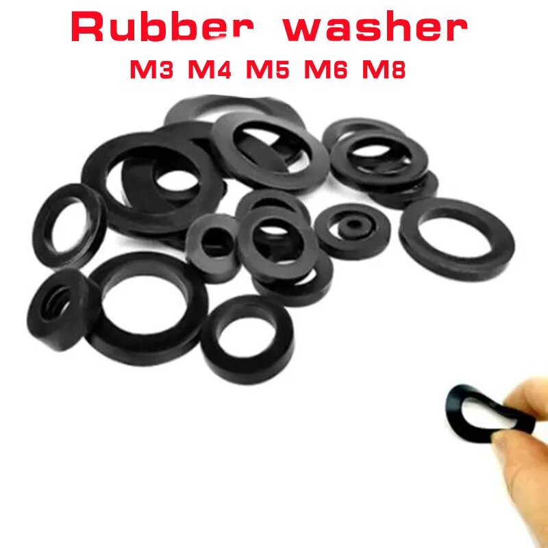 20 шт. M3 M4 M5 M6 M8 черное изоляционное уплотнительное кольцо резиновая плоская шайба прокладка для винтового болта M8X12X1 20PCS
