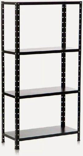 Изображение товара Стеллаж для склада, металл, напольный, 4 полки, 150×75×30 см, чёрный