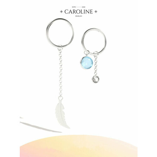 фото Серьги конго caroline jewelry, кристалл, серебряный