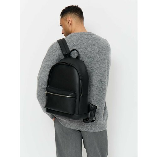 Рюкзак BACKPACK2U, водоотталкивающий, экокожа, черный, для ноутбука до 15,6