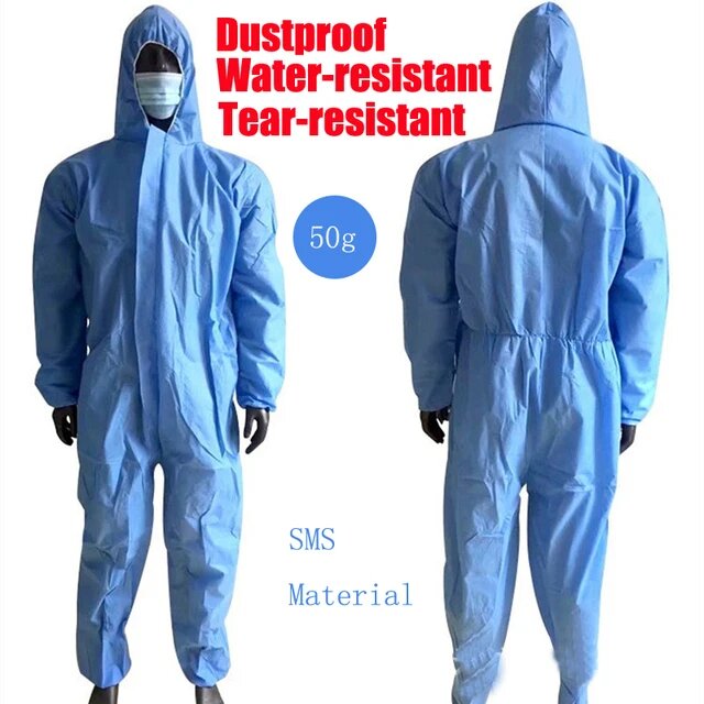 Одноразовый защитный костюм из нетканого материала, SMS-Blue-50g, XXXL, Унисекс