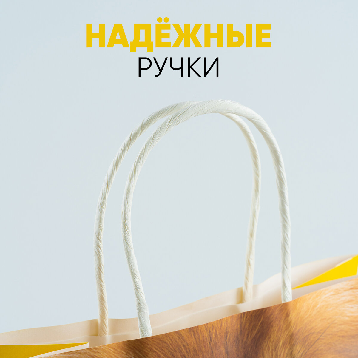 Пакет подарочный «Подарочек», 22 х 22 х 11 см, желтый, крафтовый, для упаковки подарка — фото 1
