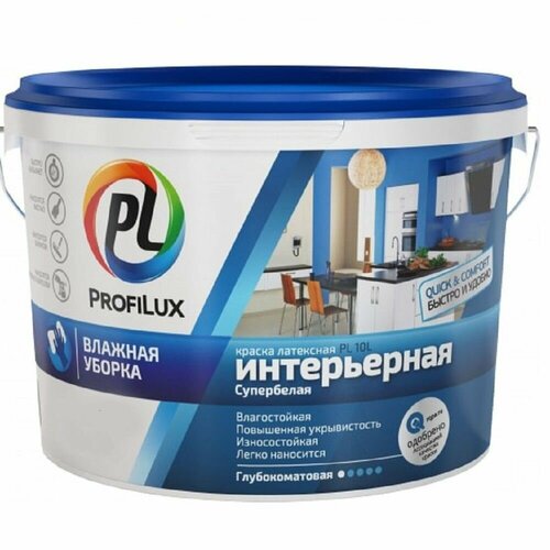 фото Краска латексная влагостойкая profilux pl- 10l матовая (7кг)