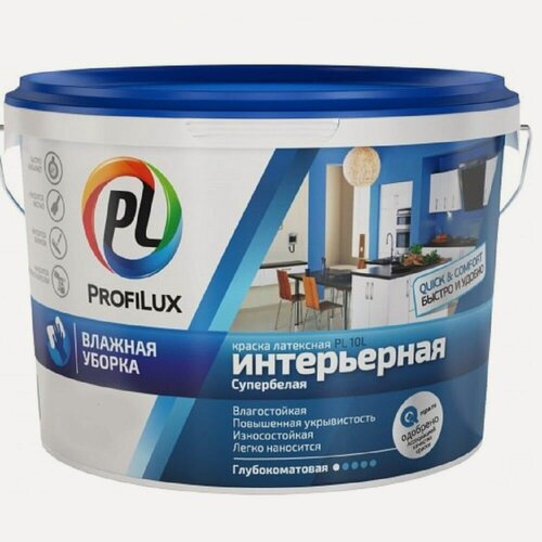 Изображение товара Краска латексная влагостойкая ProfiLux PL- 10L матовая (7кг)