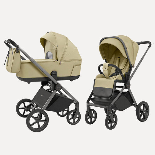 Изображение товара Коляска Carrello Ultra Soft Beige, 2в1, бежевая, поворотные колеса, резиновые