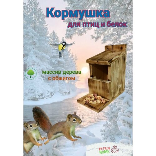 Кормушка для птиц, белок и других мелких животных из дерева Petrov Home