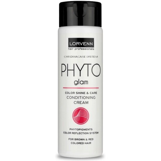 Крем-кондиционер для волос Lorvenn Phyto Glam окрашенных в коричневый и красный цвет, 300 мл
