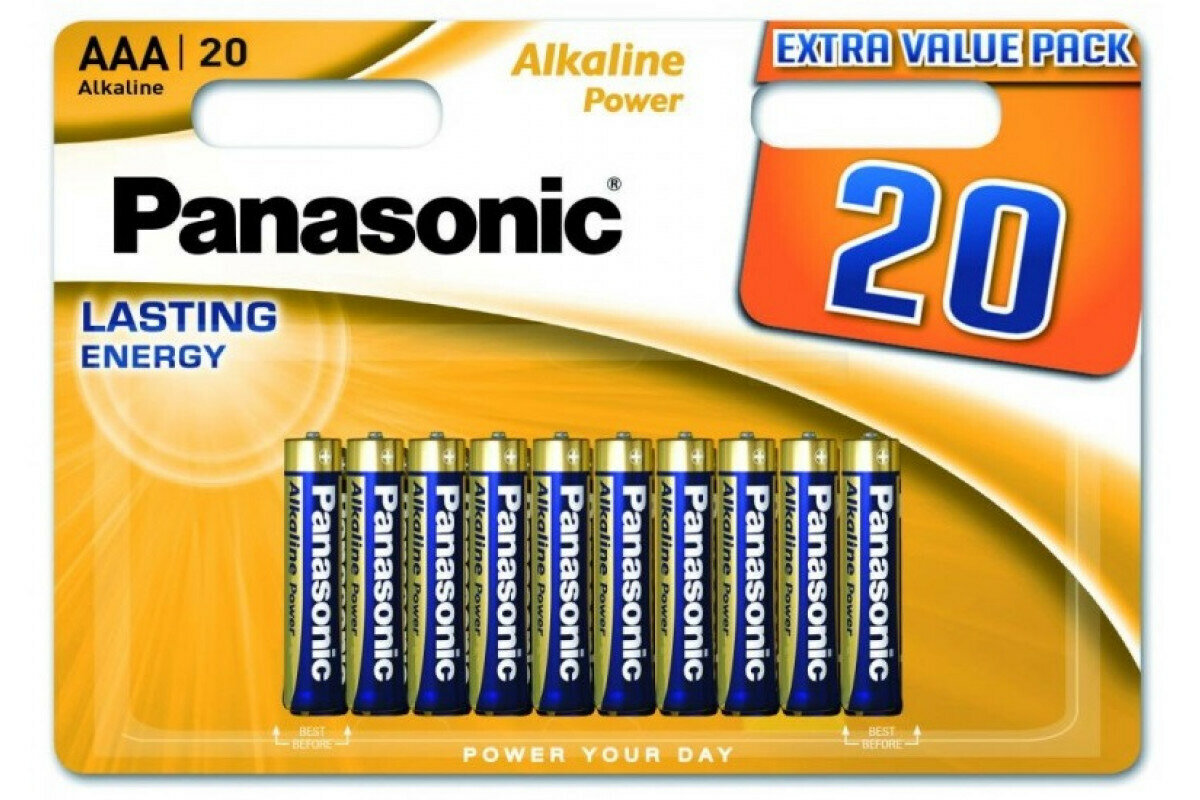 Батарейки Panasonic AAA щелочные LR03REB/20BW Alkiline power multi pack в блистере 20шт