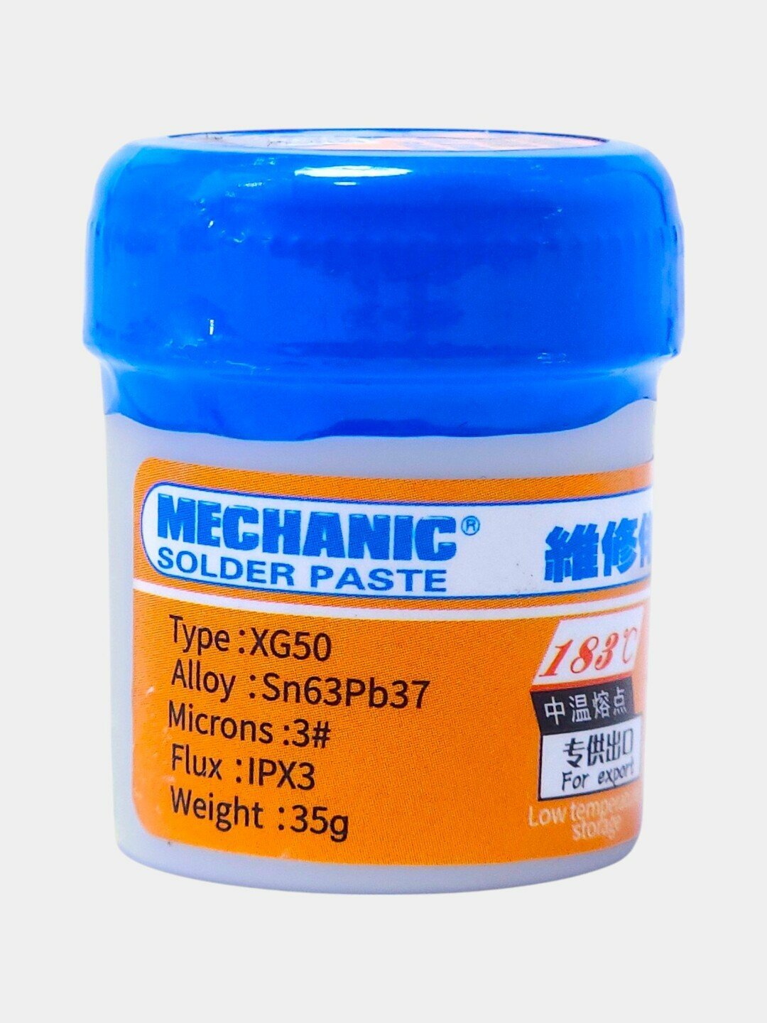 Паяльная паста MECHANIC, XG50, с флюсом, температура плавления 180 °C, вес 35г