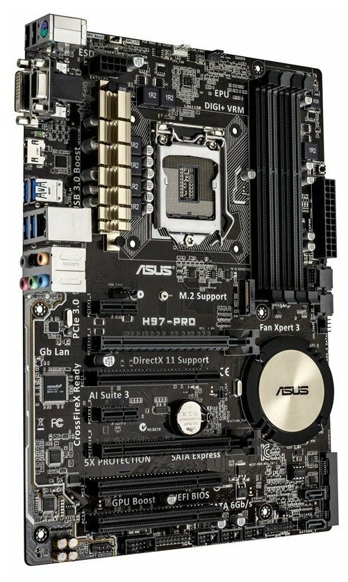 Материнская плата S-1150 ASUS H97-PRO SATA/4xDDR3/M.2/GLan/USB3.0/VGA/DVI-D/HDMI/ATX — фото 1
