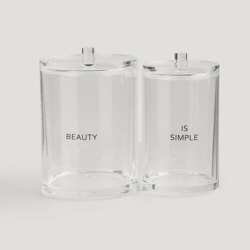 Изображение товара Контейнер для ватных дисков/палочек, 15х12 см, 2 отд, с крышкой, пластик, Basic font