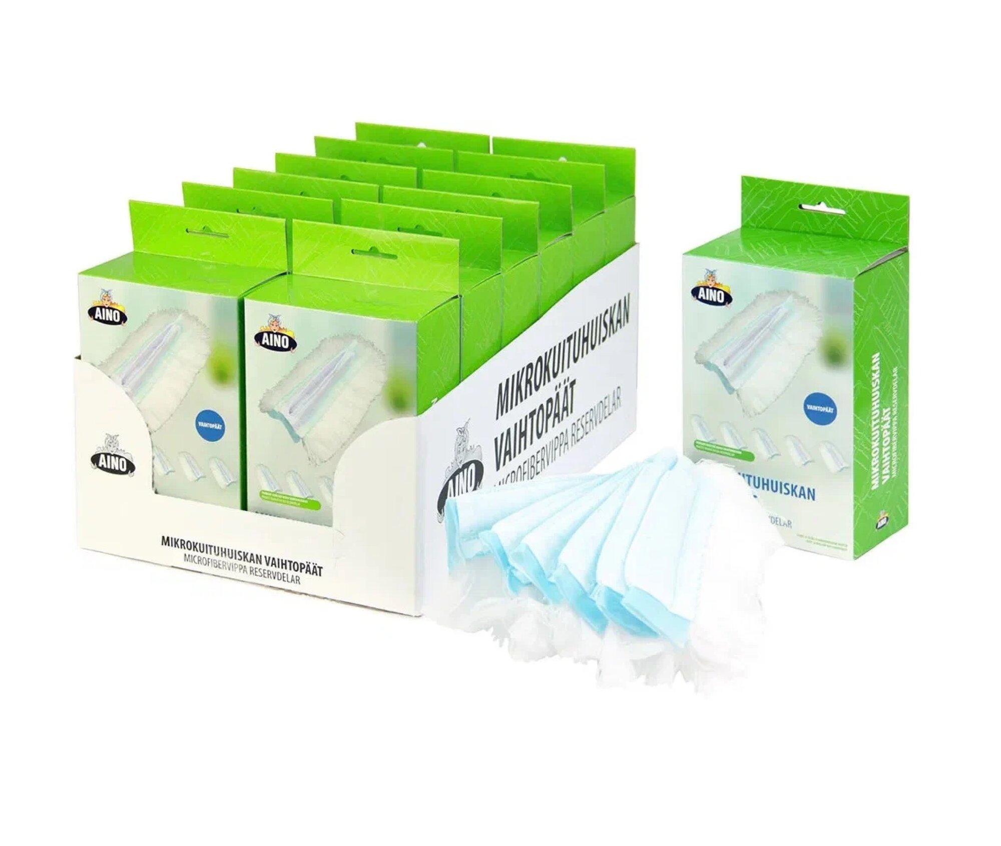 Пылеуловитель AINO Duster, антистатический, 6 запасных насадок, зеленый, 19x9 см