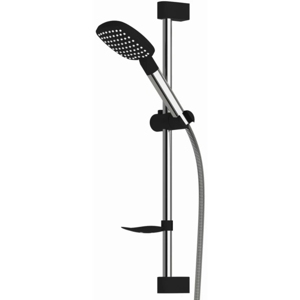 Стойка для душа Zenta Z5003 с лейкой и шлангом хромированная карбоновая чёрная
