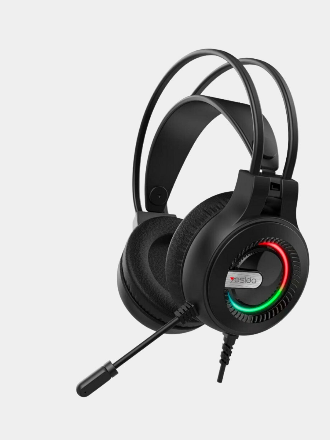 Игровые накладные наушники с микрофоном Yesido EK02 Gaming Headset, HD Mic, RGB Cool Lights, Кабель 2,2 метра, Черный