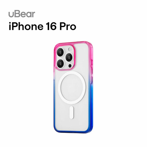 фото Чехол для iphone 16 pro ubear fusion mag case , magsafe совместимый, сине-розовый