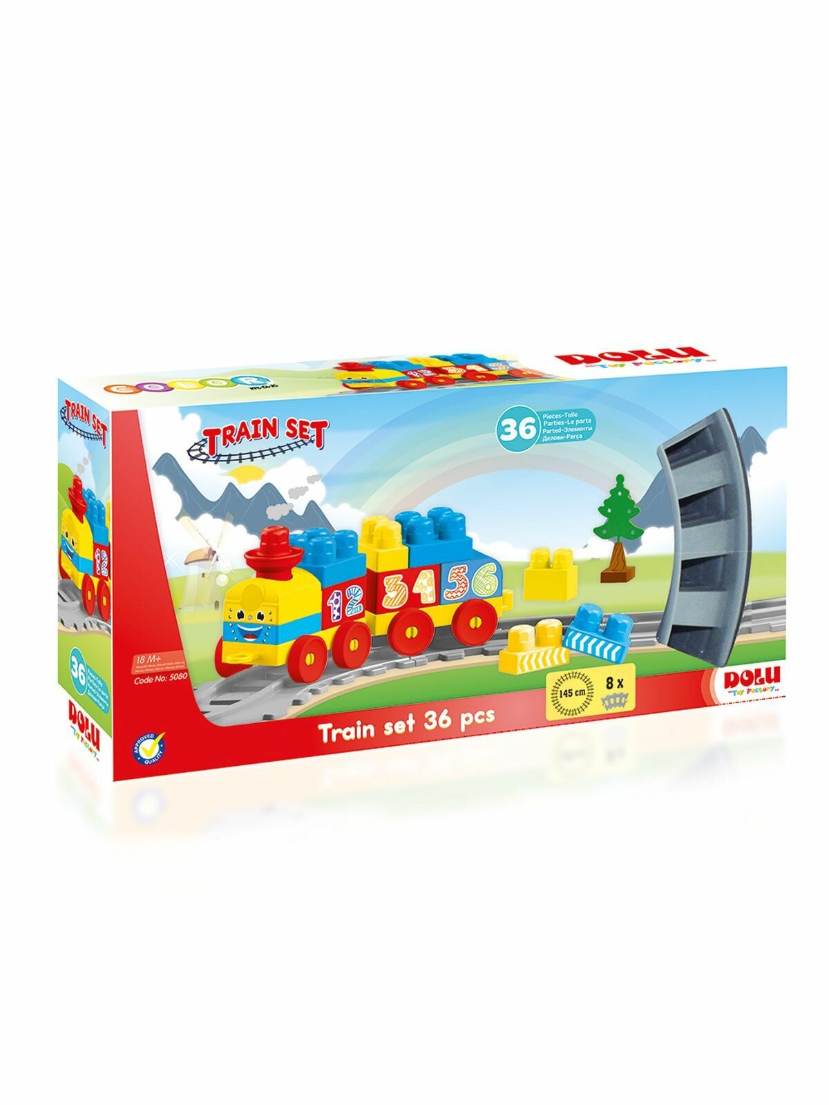 Конструктор DOLU Train Blocks 36 деталей, в коробке — фото 1