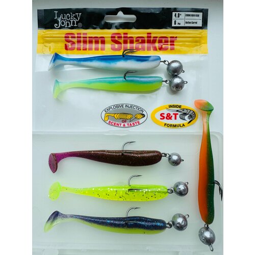 Набор оснащенных приманок Lucky John SLIM SHAKER