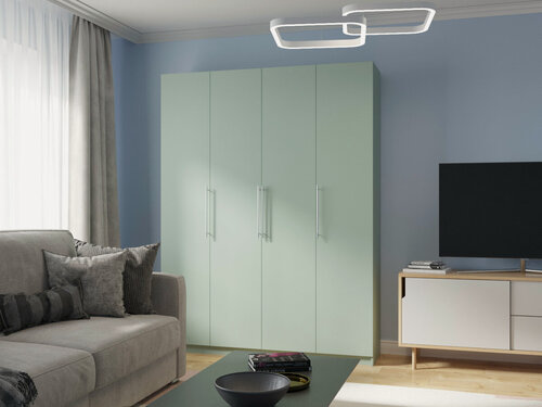 Изображение товара Шкаф распашной Калифорния-4 Пастельный Зеленый для одежды четырехдверный 180*240*50