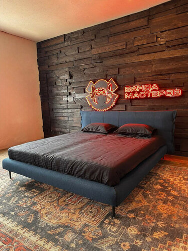 Изображение товара Кровать двуспальная Кэнди Банда Мастеров, Джаз-17 синяя рогожка, 180x200 см