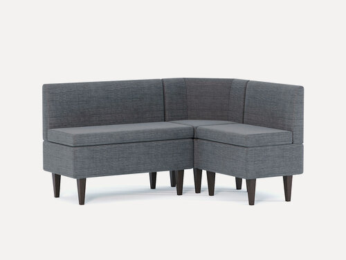 Изображение товара Кухонный уголок DiHall Лео Грей, угловой, велюровая обивка, серый, 124 см