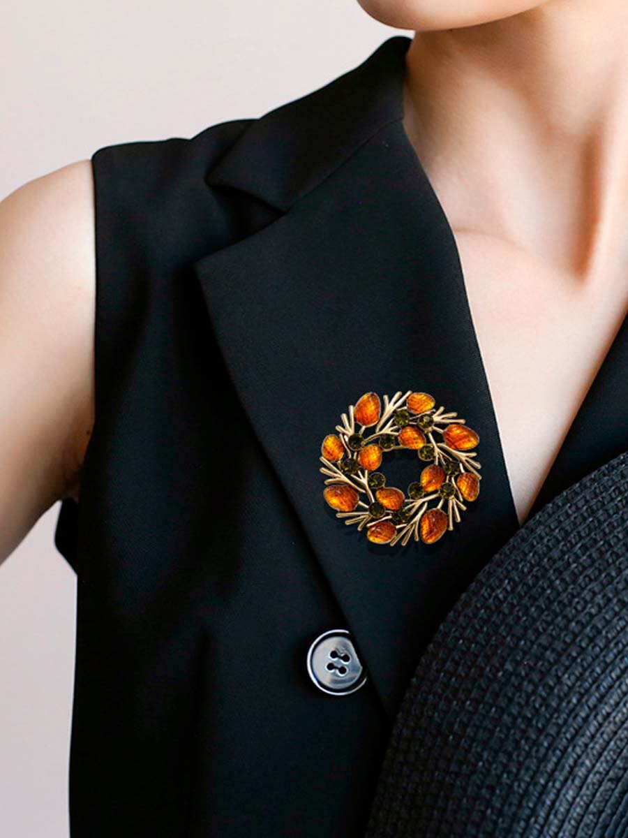 Брошь Мяг&Co, кристалл, 1 шт., оранжевый — фото 1