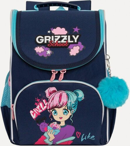 Изображение товара Рюкзак школьный GRIZZLY с мешком RAm-484-6/2 синий