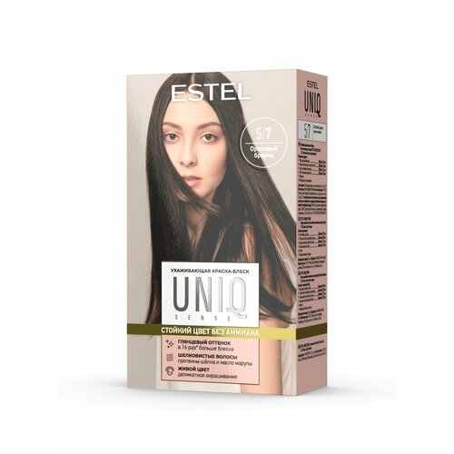 фото Estel ухаживающая краска-блеск для волос без аммиака uniq sense 5/7 светлый шатен коричневый