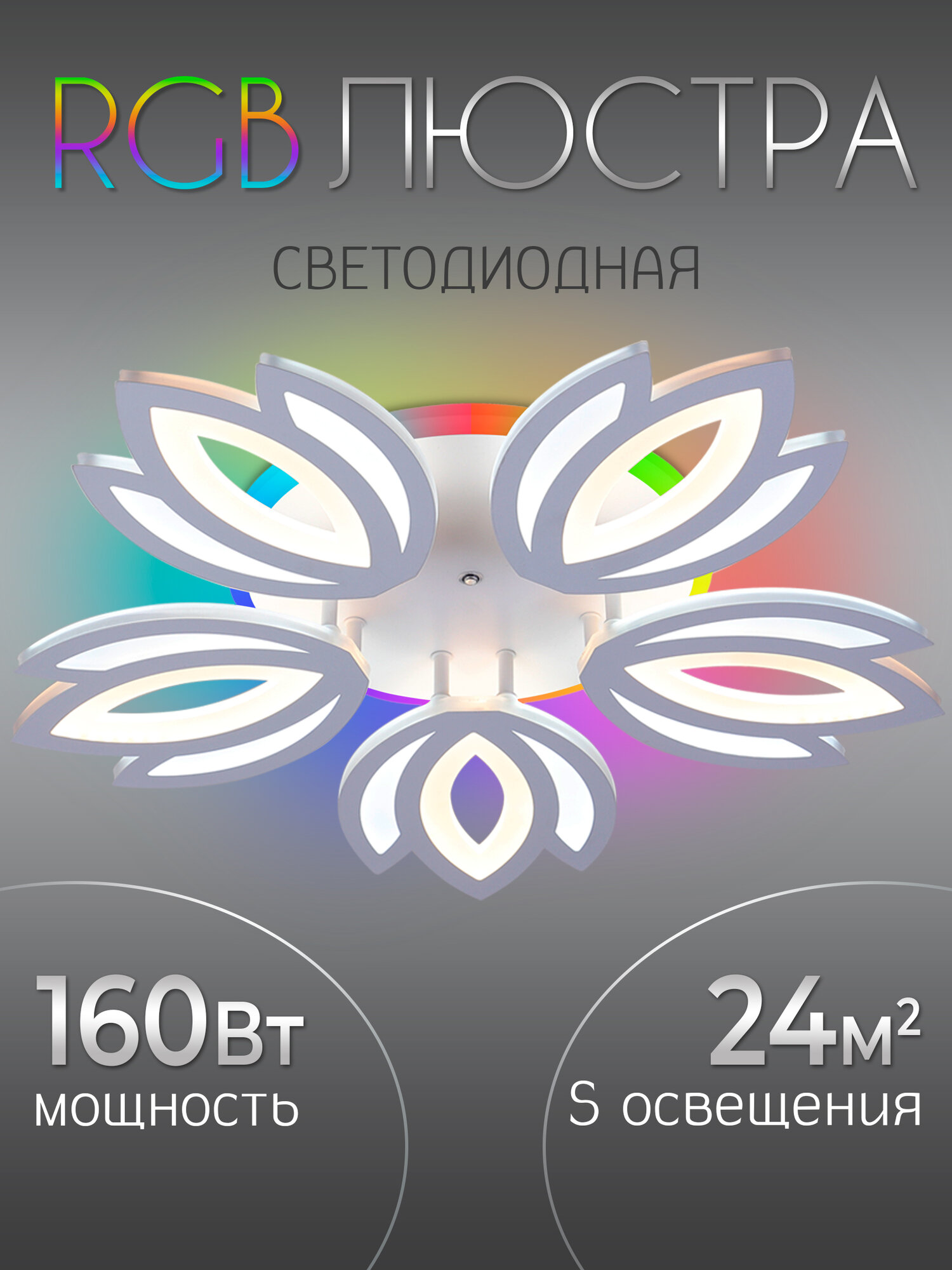 Люстра потолочная светодиодная с RGB подсветкой для спальни, кухни WEDO LIGHT