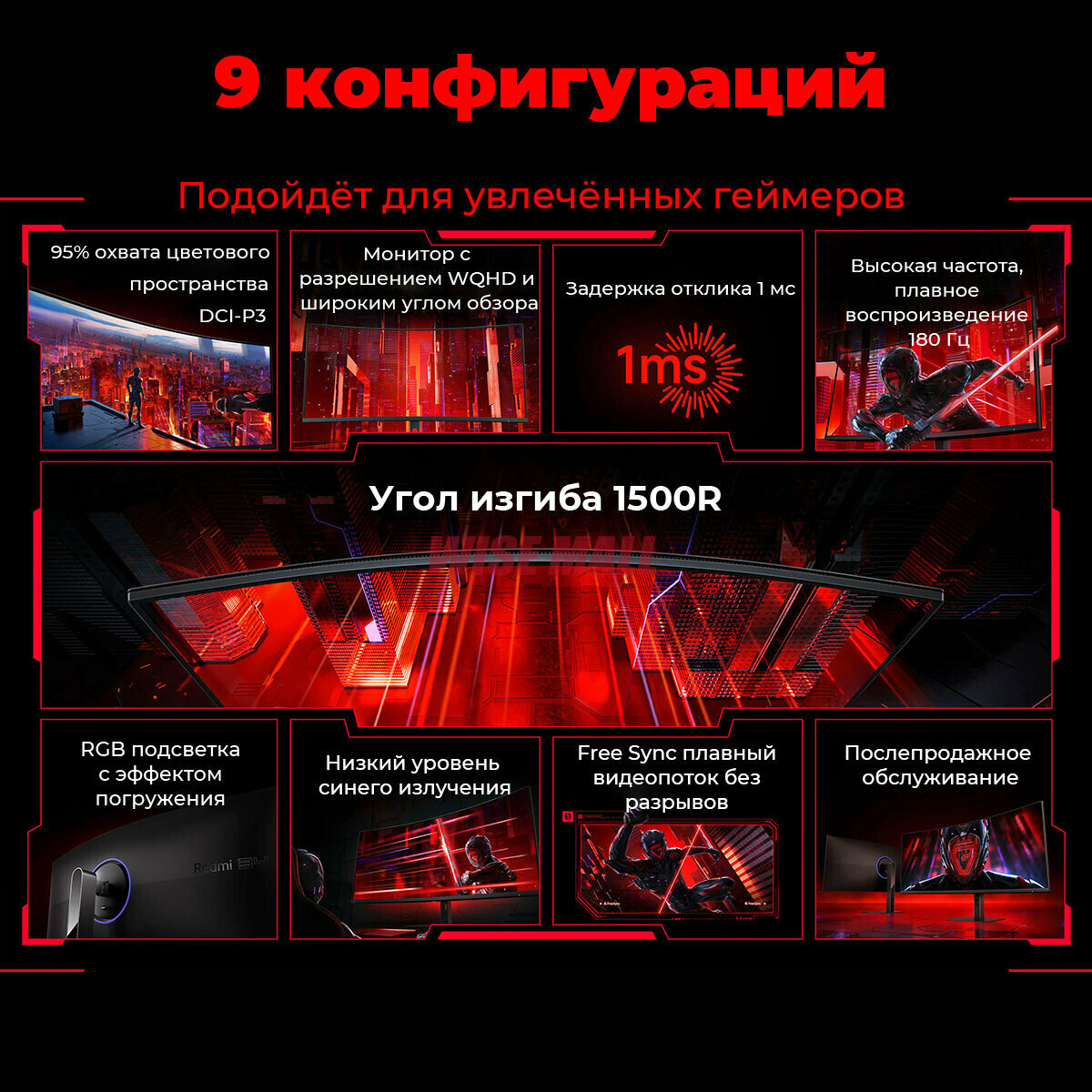 Распаковка монитора Xiaomi Redmi G34WQ – комплектные кабели и адаптер