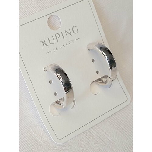 фото Серьги конго xuping jewelry, размер 15 мм, серебристый меланж