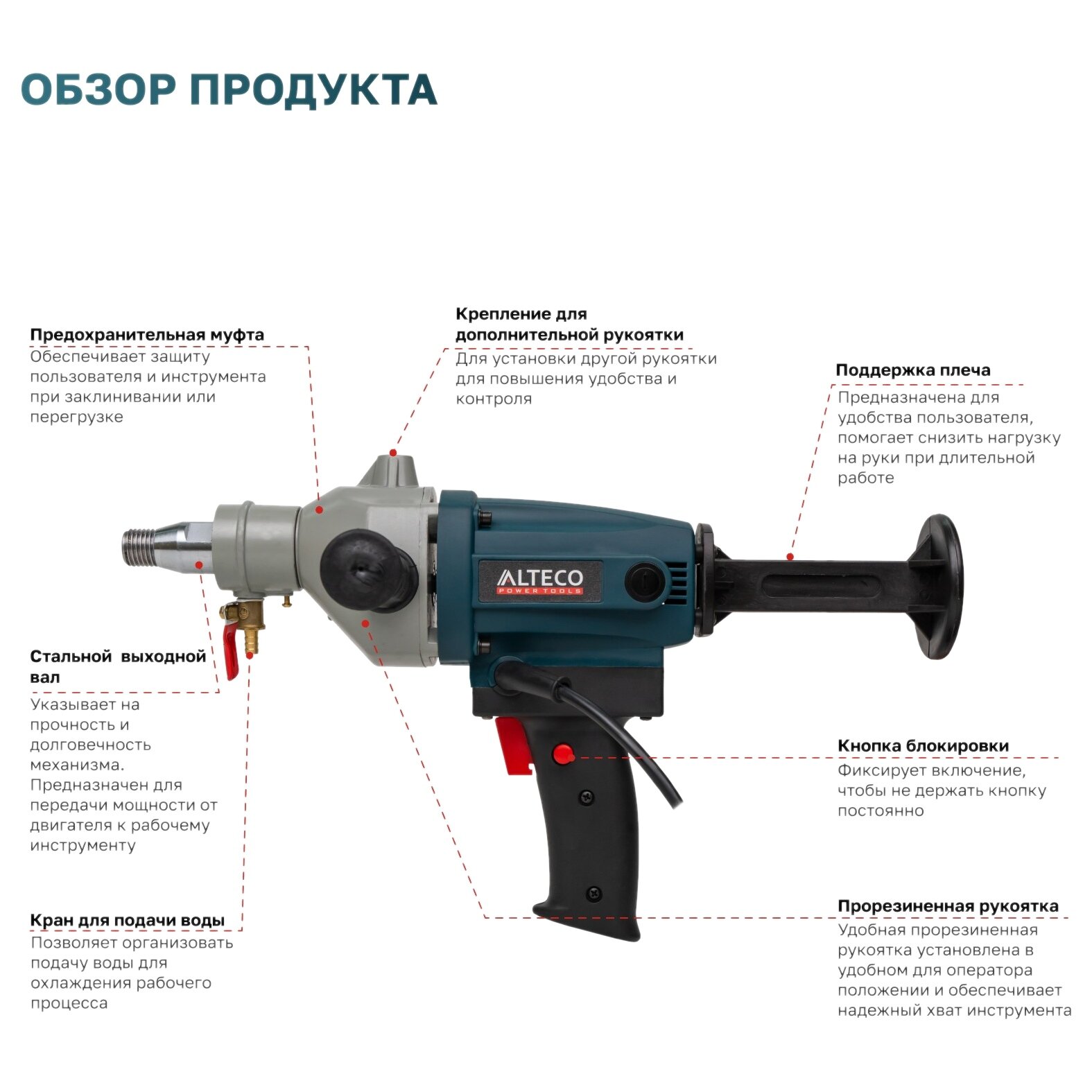 Дрель алмазного бурения ALTECO DD 1713 — фото 1