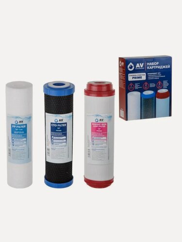 Изображение товара Комплект сменных картриджей для систем очистки воды, AV Engineering "Prime", slim line 10", 3 шт. (AVE-FS3-3)