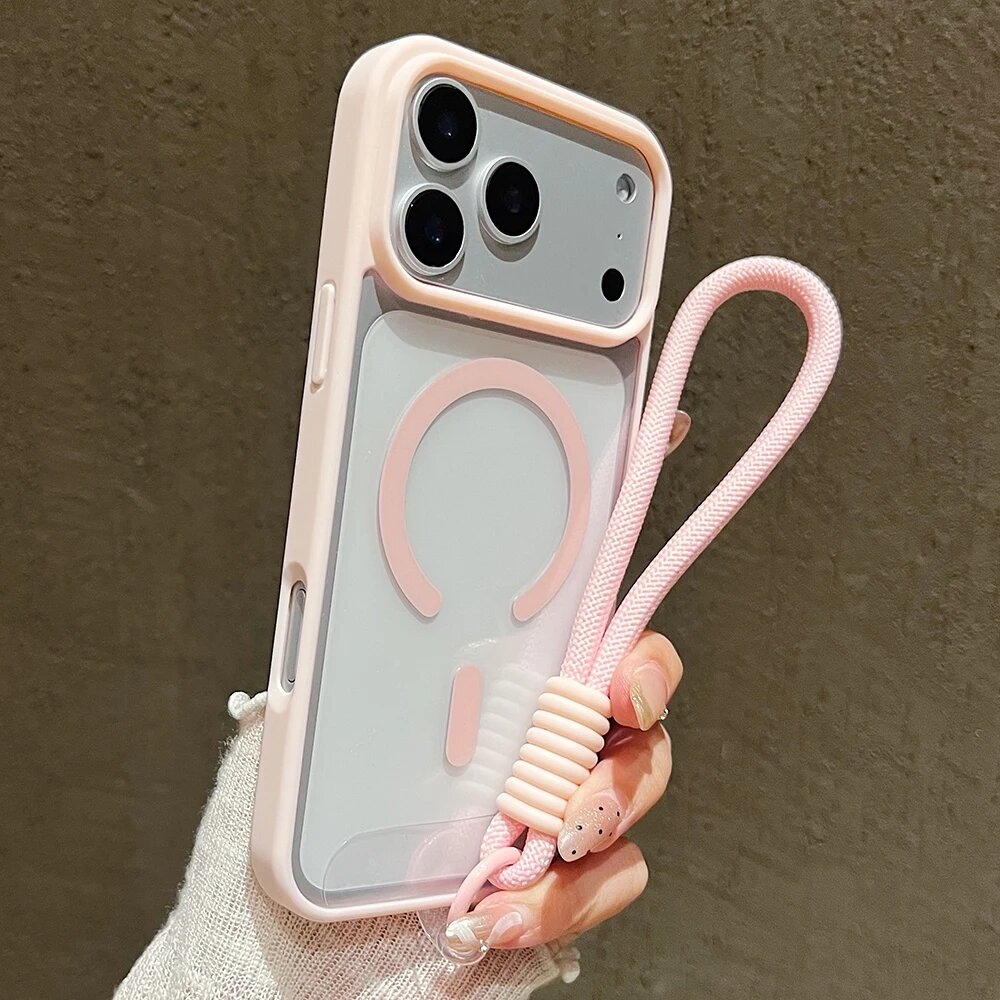 Розовый чехол на iPhone 17 Pro Max с шнурком