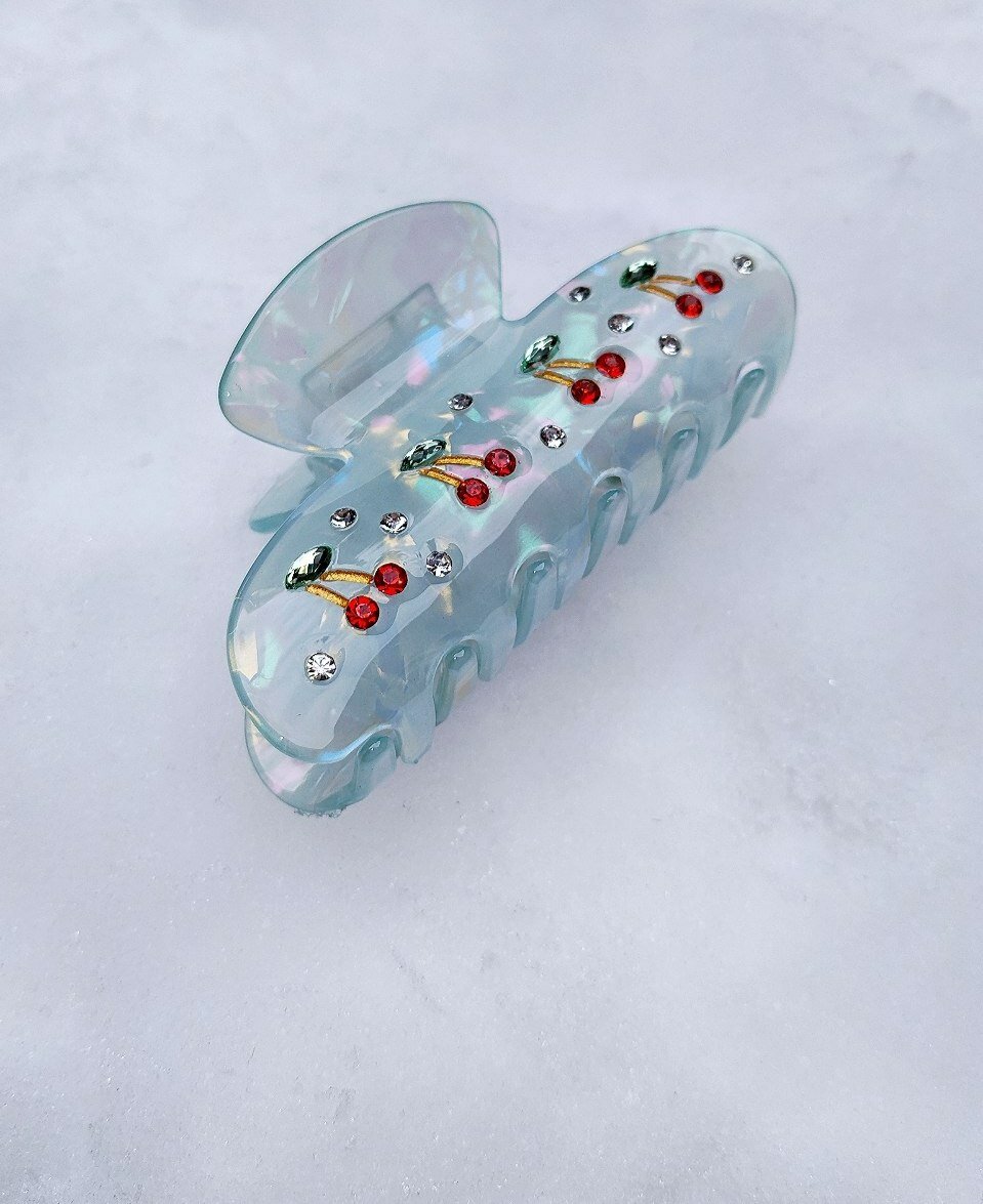 Крабик заколка в стиле вишня от Merve стильный аксессуар для волос