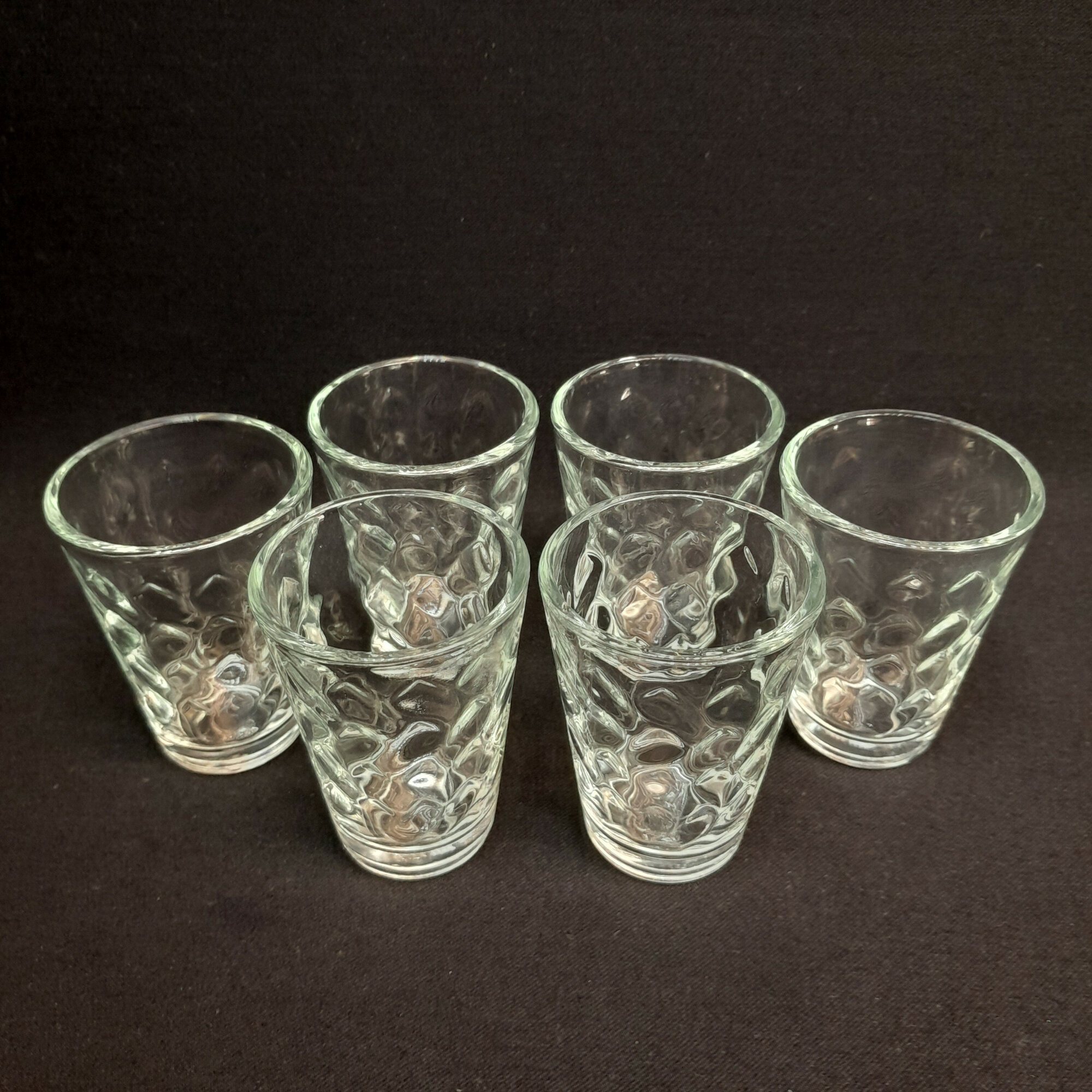 Набор стопок 6 шт, цветное стекло, 60 мл. Винтаж, СССР.