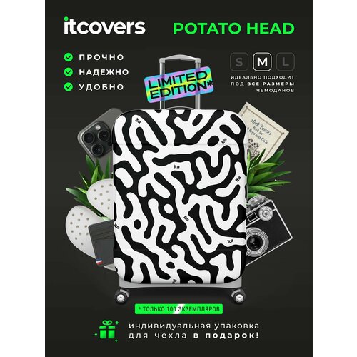 фото Чехол для чемодана itcovers, 80 л, размер m, белый, черный