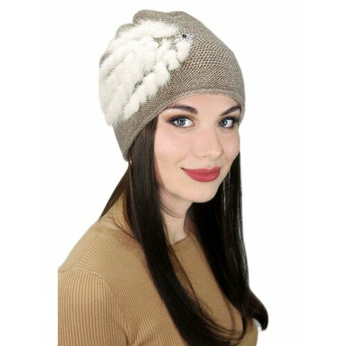 фото Шапка lemmex шапка "адельмия", размер 55-56, бежевый