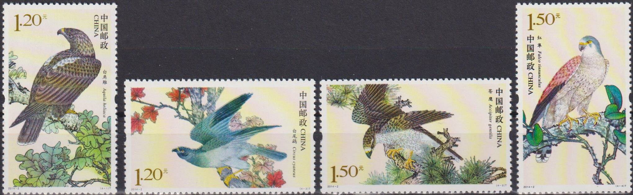 Почтовые марки Китай 2014г. "Хищные птицы" Птицы MNH