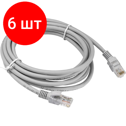 Комплект 6 штук, Патч-корд ExeGate UTP-RJ45-RJ45-5e-3M-LSZH-GY, cat.5e, 3м комплект 6 штук патч корд exegate utp rj45 rj45 5e 3m lszh gy cat 5e 3м