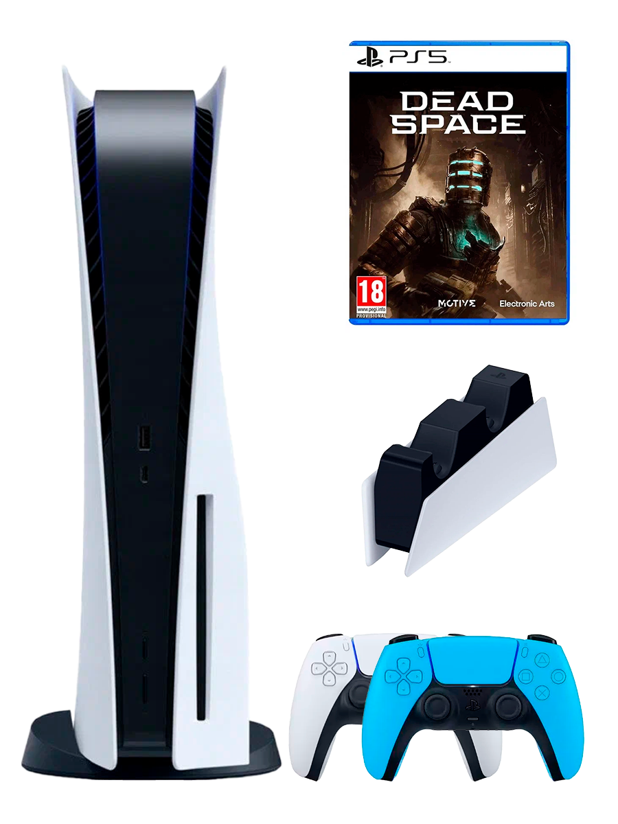 PS5 (ПС5) Игровая приставка Sony PlayStation 5 ( 3-я ревизия) + 2-й геймпад(голубой) + зарядное DEAD SPASE