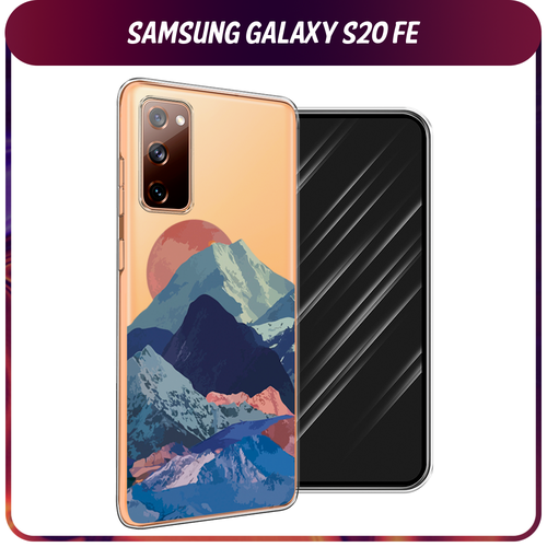 Силиконовый чехол на Samsung Galaxy S20 FE / Самсунг Галакси S20 FE Закат в снежных горах, прозрачный матовый силиконовый чехол пальмовые ветви на черных полосках на samsung galaxy s20 fe самсунг галакси s20 fe