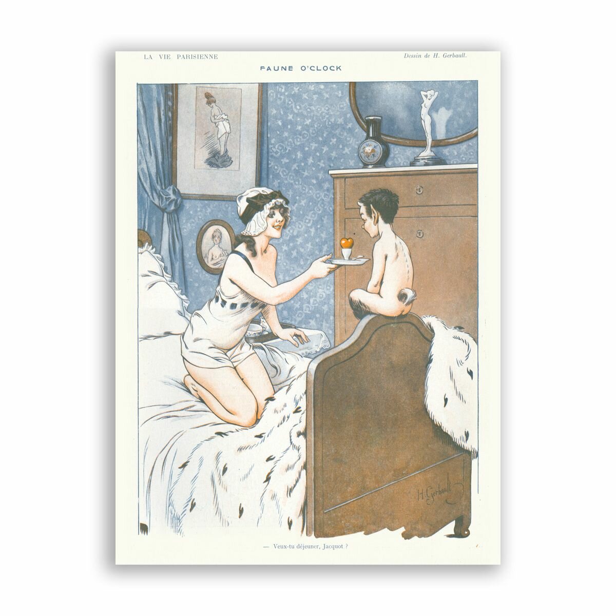 Постер на бумаге в стиле Пин-ап / La Vie Parisienne - Faune OClock / Размер 30 x 40 см