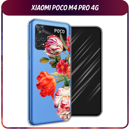 Силиконовый чехол на Xiaomi Poco M4 Pro 4G / Поко М4 Про 4G Весенний букет, прозрачный дизайнерский силиконовый чехол для поко м4 про 4g xiaomi poco m4 pro 4g собака и пончик