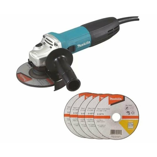 Угловая шлифмашина с оснасткой MAKITA GA5030RX9 угловая шлифмашина makita ga5030rx8 125 мм 720 вт 11000 об мин плавный пуск антирестарт арт 205609